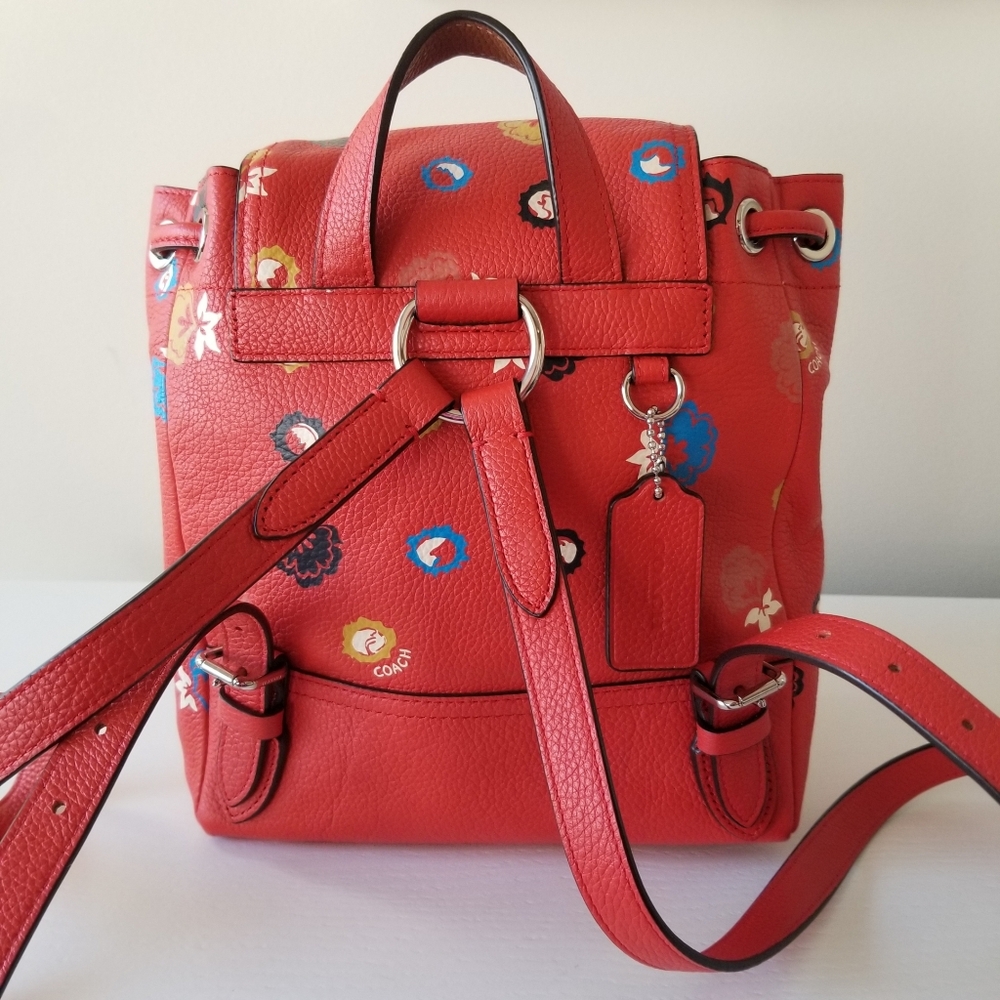 Coach Charlie Floral Leather Mini Backpack Rucksack - Picture 3 of 14